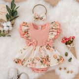 Summer Baby Girl Dress With Bowknot Striped Jumpsuit Cotton Dress For Newborn Floral Clothes Baby Crawling Clothes