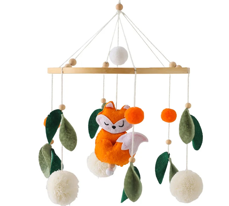 Baby Crib Mobile Wooden Bed Bell Rattle Toy Soft Felt Hot Air Balloon Wind Chime Pendant Newborn Comfort Bed Bell Toys Baby Gift