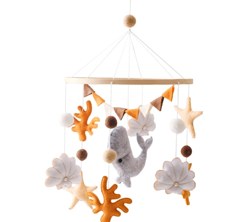 Let's Make Wooden Baby Rattles Soft Felt Cartoon Bear Cloudy Star Moon Hanging Bed Bell Mobile Crib Montessori Education Toys