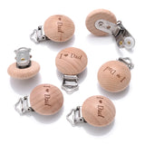 10Pcs Beech Wooden Pacifier Clip Baby Teether Soother Clasp Metal Nursing Accessories Chewable Teething Diy Dummy Clip Chains