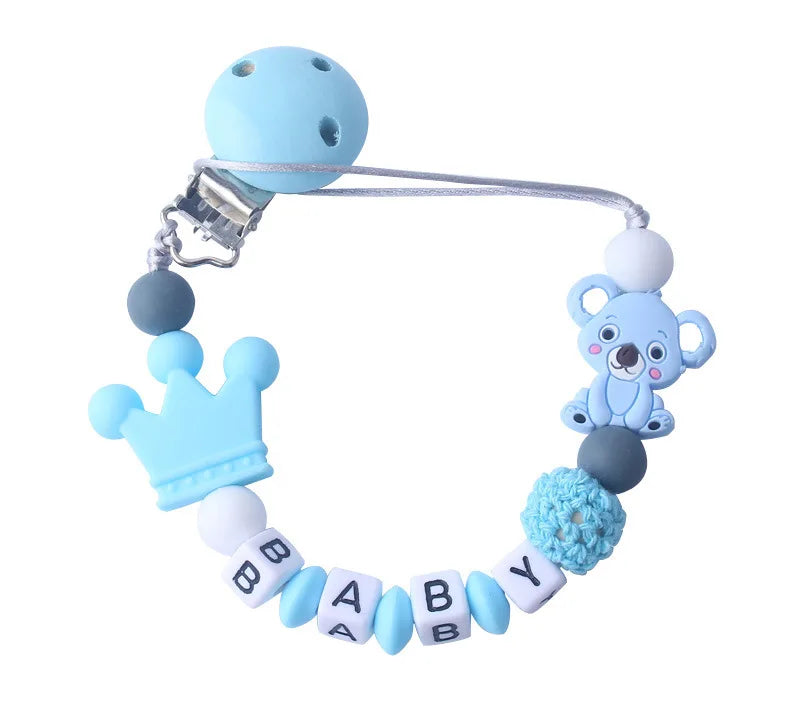 Custom Personalized Name Pacifier Chain for Baby Teether Newborn Toddler Silicone Clips Holder Baby Teething Toys Accessories