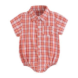 Sanlutoz Cotton Baby Boys Bodysuits Fashion Newborn Clothes for Baby Boy Short Sleeve Summer Baby Clothing Plaid