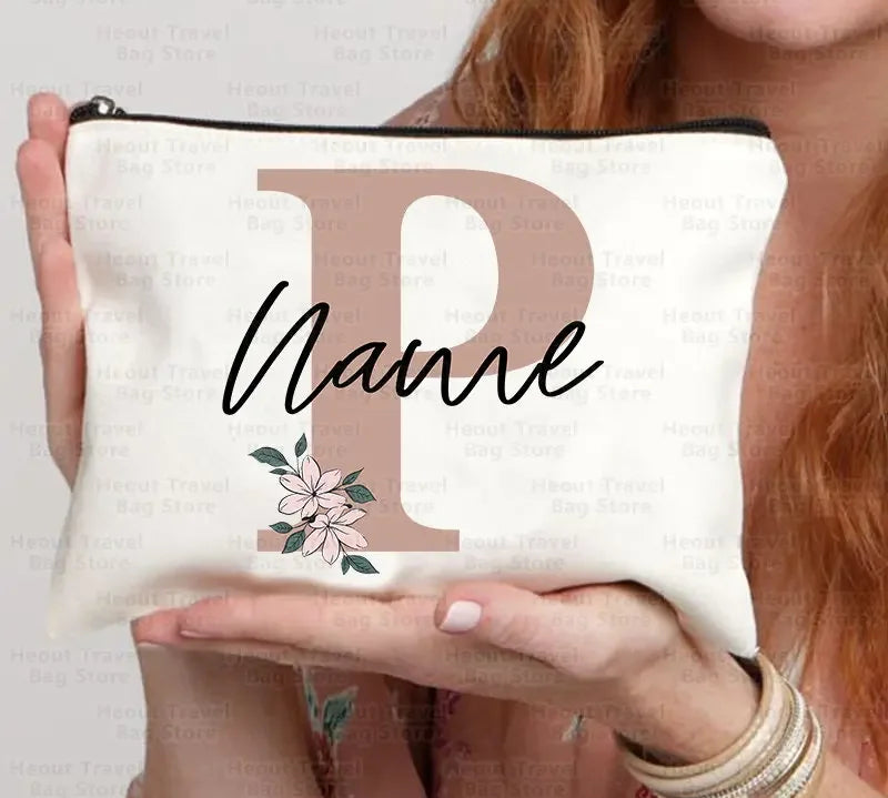 Personalized Toilet pouch Custom Name Makeup Bag Initial Children Travel Necessity School Office Pencil Case Teacher's Gift