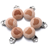 10Pcs Beech Wooden Pacifier Clip Baby Teether Soother Clasp Metal Nursing Accessories Chewable Teething Diy Dummy Clip Chains