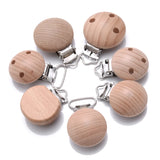 10Pcs Beech Wooden Pacifier Clip Baby Teether Soother Clasp Metal Nursing Accessories Chewable Teething Diy Dummy Clip Chains