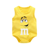 0-24M Newborn Baby Bodysuit for Boys and Girls Letter Print Funny M Bean Cotton Sleeveless Baby Romper Bebes Soft Toddler Onesie