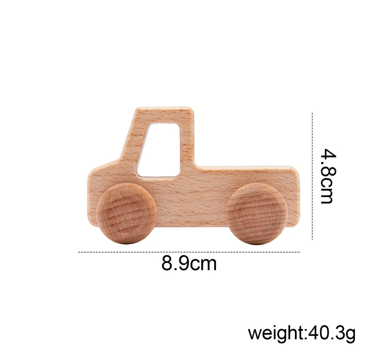 Baby Wooden Toys Beech Wood Car Blocks Cartoon Van Educational Montessori Toys Children Baby Teething Newborn Birthday Gift