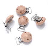 10Pcs Beech Wooden Pacifier Clip Baby Teether Soother Clasp Metal Nursing Accessories Chewable Teething Diy Dummy Clip Chains