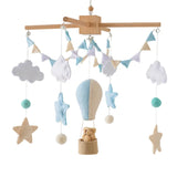 Baby Crib Mobile Wooden Bed Bell Rattle Toy Soft Felt Hot Air Balloon Wind Chime Pendant Newborn Comfort Bed Bell Toys Baby Gift