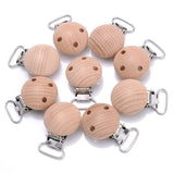 10Pcs Beech Wooden Pacifier Clip Baby Teether Soother Clasp Metal Nursing Accessories Chewable Teething Diy Dummy Clip Chains