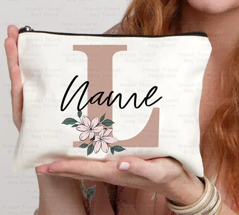 Personalized Toilet pouch Custom Name Makeup Bag Initial Children Travel Necessity School Office Pencil Case Teacher's Gift