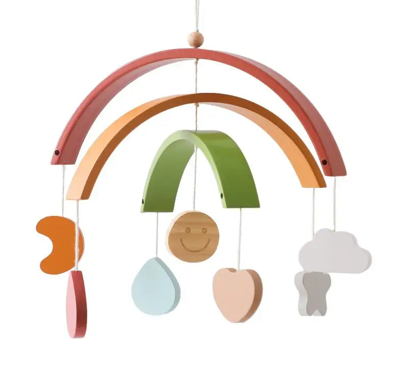 Baby Crib Mobile Wooden Bed Bell Rattle Toy Soft Felt Hot Air Balloon Wind Chime Pendant Newborn Comfort Bed Bell Toys Baby Gift