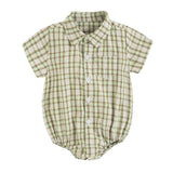 Sanlutoz Cotton Baby Boys Bodysuits Fashion Newborn Clothes for Baby Boy Short Sleeve Summer Baby Clothing Plaid