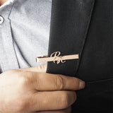 Tangula Custom Initial Tie Clip for Groom Stainless Steel Men's Initials Tie Clip Personalized Wedding Best Man Jewelry Gift