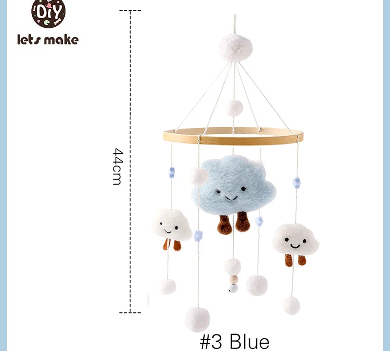 Let's Make Wooden Baby Rattles Soft Felt Cartoon Bear Cloudy Star Moon Hanging Bed Bell Mobile Crib Montessori Education Toys