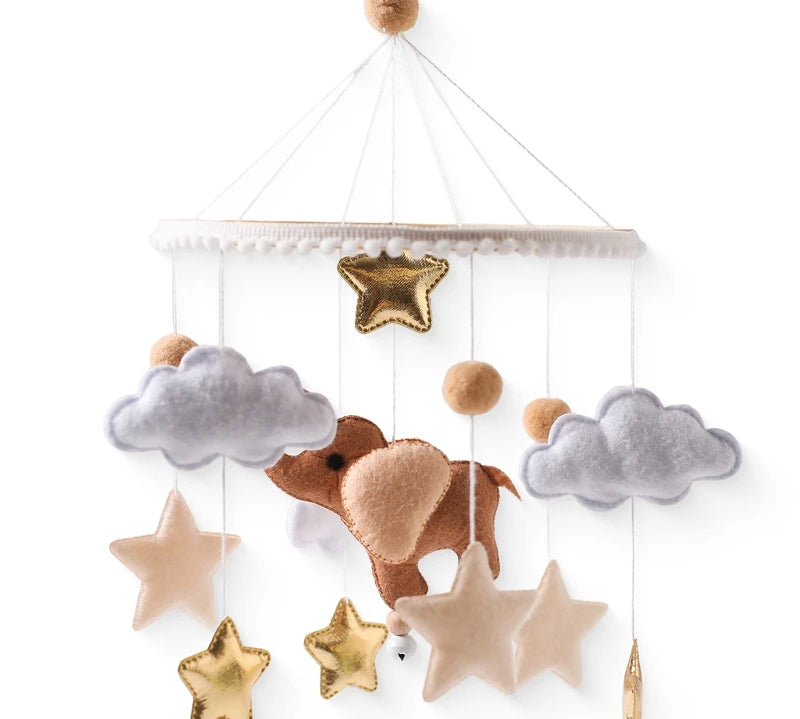 Baby Crib Mobile Wooden Bed Bell Rattle Toy Soft Felt Hot Air Balloon Wind Chime Pendant Newborn Comfort Bed Bell Toys Baby Gift