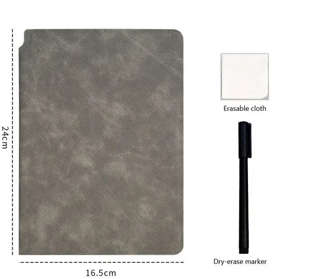 A5 Reusable Whiteboard Notebook Leather Memo Free Whiteboard Pen Erasing Cloth Weekly Planner Portable Stylish Office Notebooks