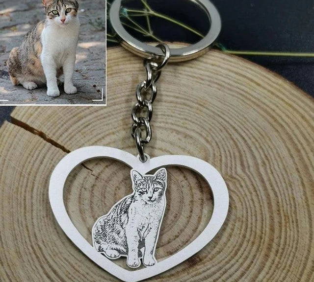 Personalized Pet Photo Necklace Engraved Pets Pendant Gifts Handmade Custom Dog Cat Keychain Memory Jewelry Picture Pendants