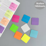 160 Sheets 8Colors Transparent Sticky Notes Scrapes Stickers Note Pads Paper Clear Notepad School Stationery Office Supplies