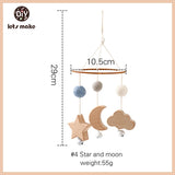 Let's Make Wooden Baby Rattles Soft Felt Cartoon Bear Cloudy Star Moon Hanging Bed Bell Mobile Crib Montessori Education Toys