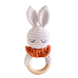 1PC Crochet Animal Bear Rattle Toy Soother Bracelet Wooden Teether Ring Baby Product Mobile Pram Crib Wooden Toys Newborn Gifts