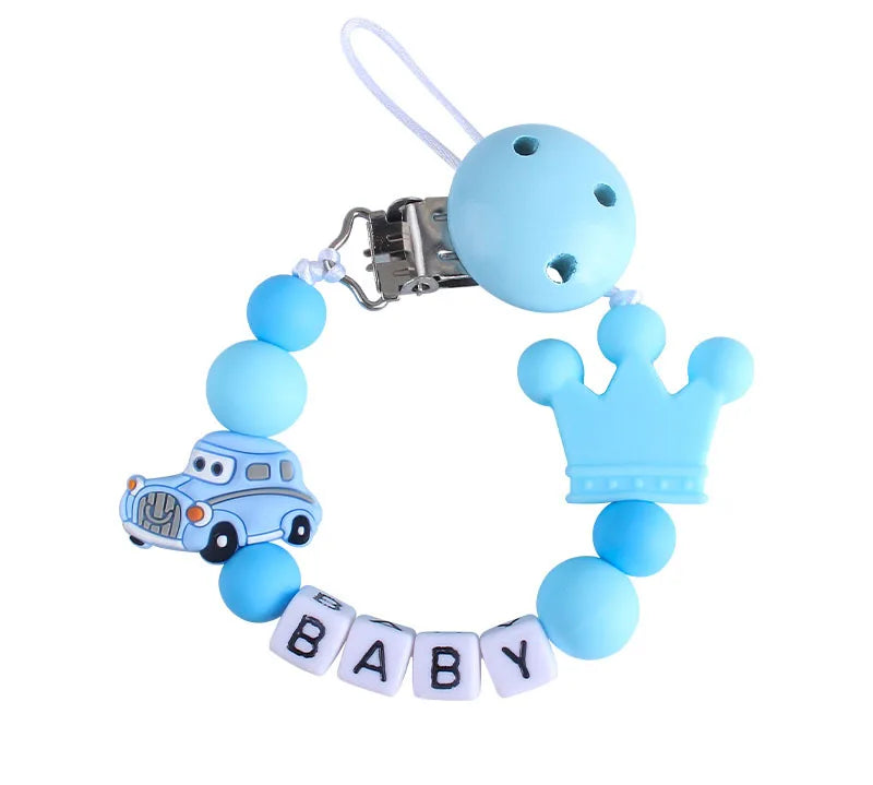 Custom Personalized Name Pacifier Chain for Baby Teether Newborn Toddler Silicone Clips Holder Baby Teething Toys Accessories