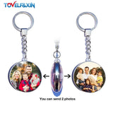 DIY Double Side Photo Custom Keychain Personalized Keyrings Customized Glass Cabochon Family Lovers Baby metal Key chain Gifts