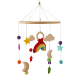 Let's Make Wooden Baby Rattles Soft Felt Cartoon Bear Cloudy Star Moon Hanging Bed Bell Mobile Crib Montessori Education Toys