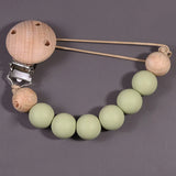 Baby Pacifier Clip Wood Color Silicone Bead Infant Teether Soother Anti-drop Chain Newborn Safe Teething Toy Dummy Nipple Holder