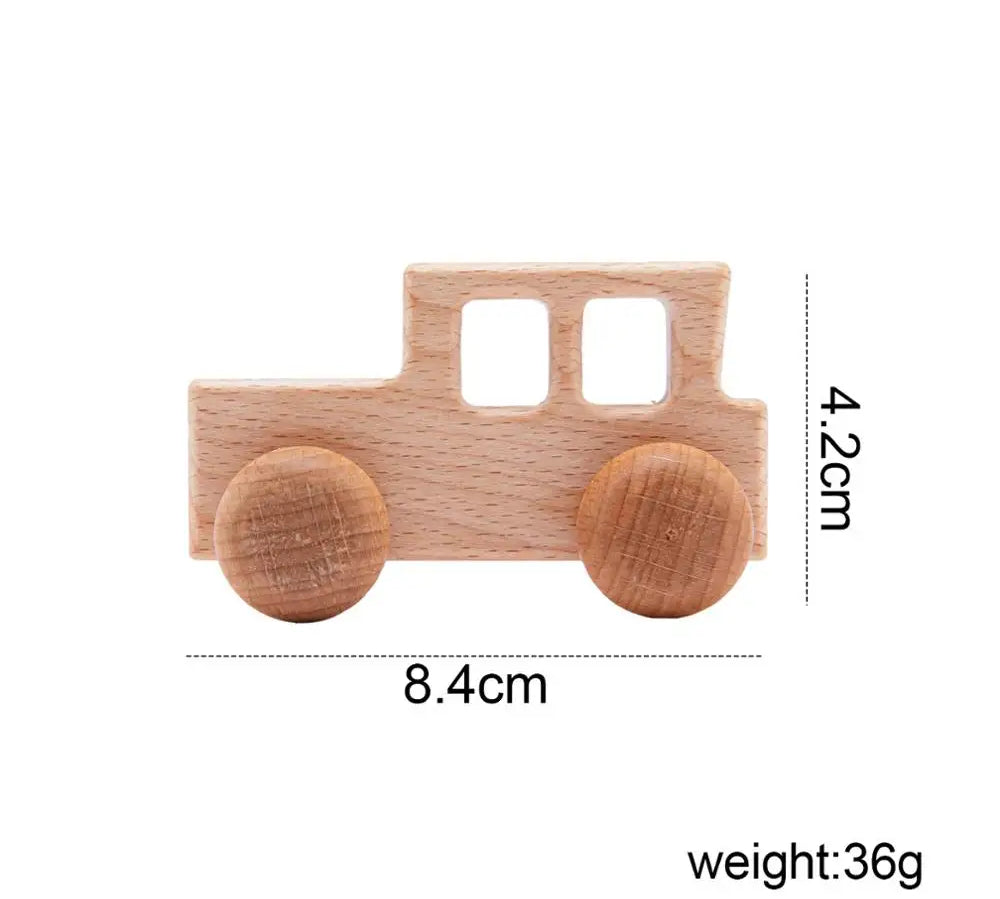 Baby Wooden Toys Beech Wood Car Blocks Cartoon Van Educational Montessori Toys Children Baby Teething Newborn Birthday Gift