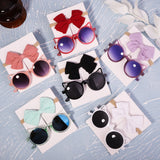 2Pcs/Pack Vintage Kids Summer Bows Headband Round Sunglasses Children Sun Glasses Protection Glasses Baby Hair Accessories