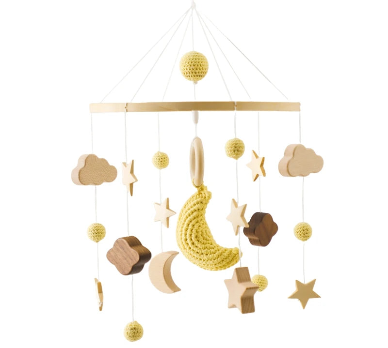 Baby Crib Mobile Wooden Bed Bell Rattle Toy Soft Felt Hot Air Balloon Wind Chime Pendant Newborn Comfort Bed Bell Toys Baby Gift