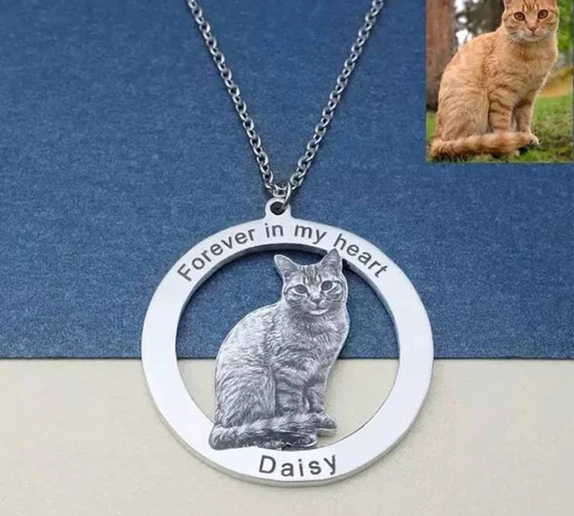 Personalized Pet Photo Necklace Engraved Pets Pendant Gifts Handmade Custom Dog Cat Keychain Memory Jewelry Picture Pendants