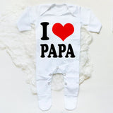 I Love Papa Mama Baby Babygrow Sleepsuit Baby Coming Home Outfit Newbron Shower Gift Boy Girl Cute Sleepsuit Infant White Romper