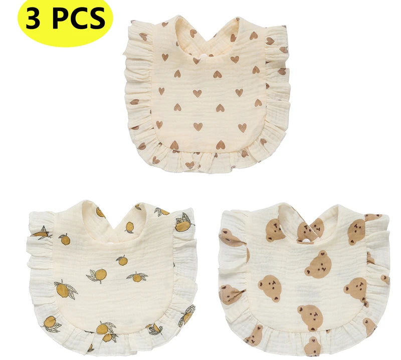 Newborn Bibs Infant Burp Cloths Baby Stuff Feeding Drool Bandana Saliva Towel Toddler Ruffle Floral Bib Baby Accessories