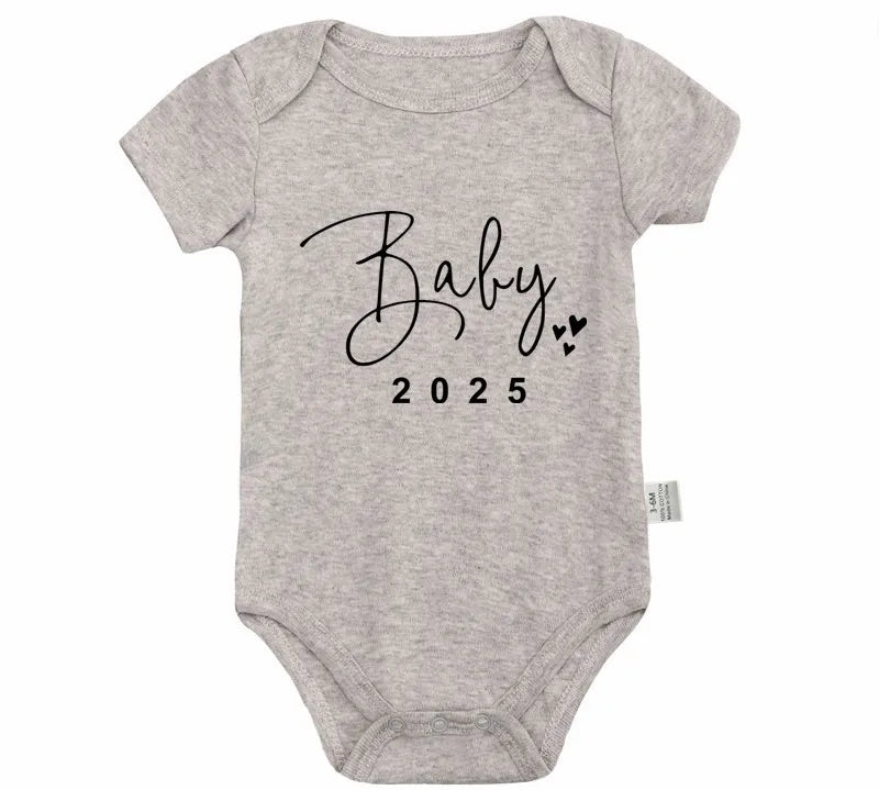 Baby 2025 Pregnancy Announcement Newborn Baby Bodysuits Cotton Summer Boys Girls Romper Jumpsuit Clothes Outfit