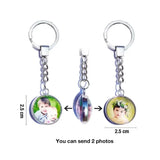 DIY Double Side Photo Custom Keychain Personalized Keyrings Customized Glass Cabochon Family Lovers Baby metal Key chain Gifts