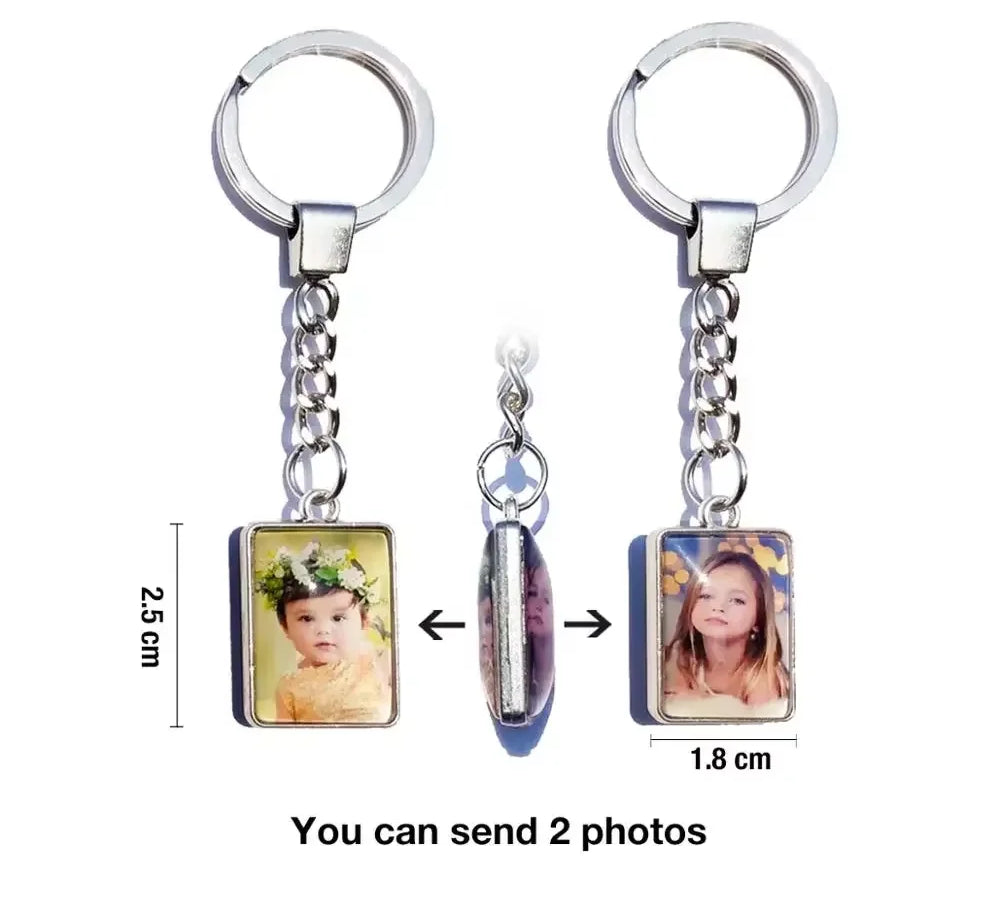 DIY Double Side Photo Custom Keychain Personalized Keyrings Customized Glass Cabochon Family Lovers Baby metal Key chain Gifts