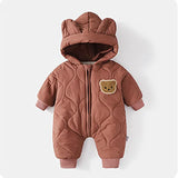 ﻿ Winter Baby Outwear Clothing Fur Lining Warm Toddler Girl's Boy's Rompers Cartoon Bear Infant Jumpsuit