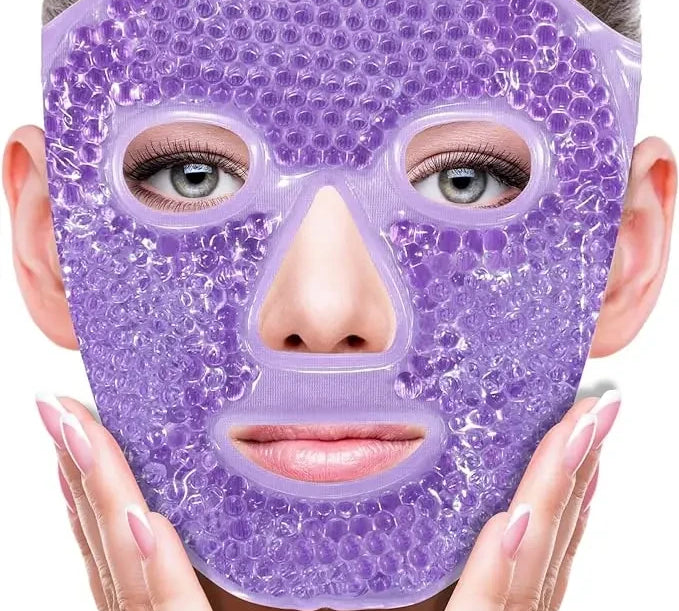 SPA Ice Cold and Hot Heat Full Face Eye Mask Sleeping Ice Pack Reduce Face Puff Dark Circles Gel Beads Compress for Woman