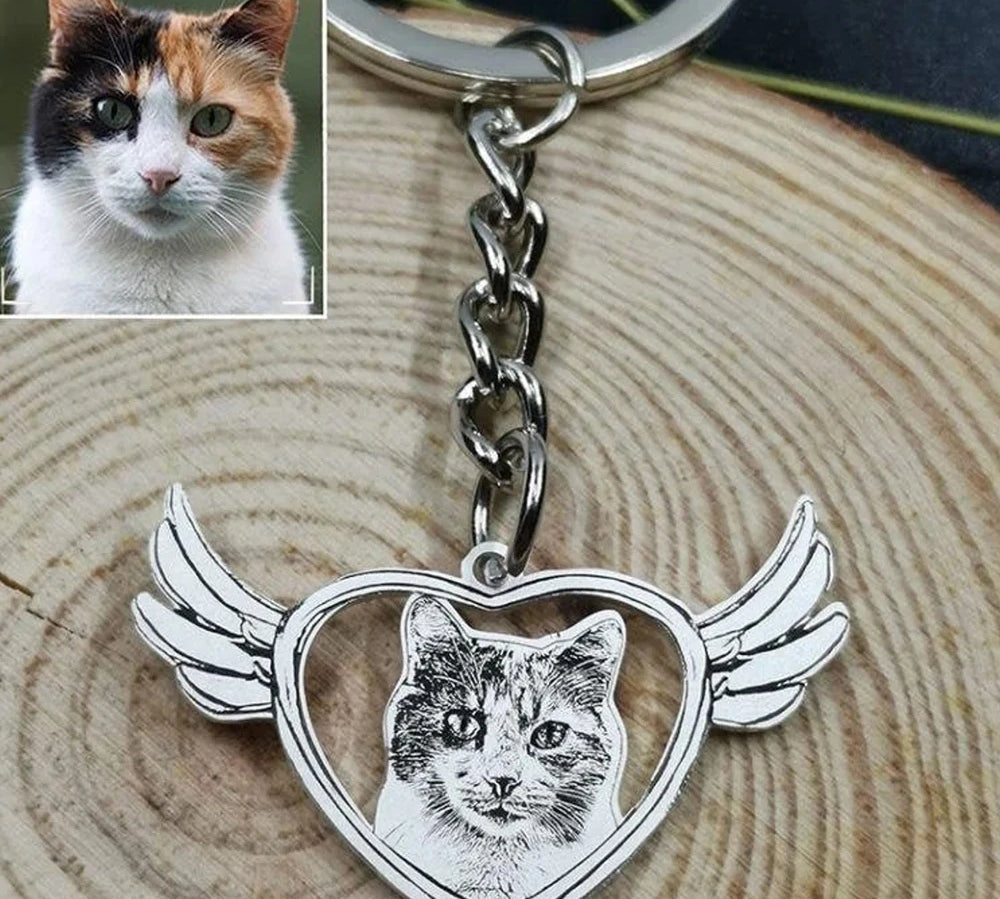 Personalized Pet Photo Necklace Engraved Pets Pendant Gifts Handmade Custom Dog Cat Keychain Memory Jewelry Picture Pendants