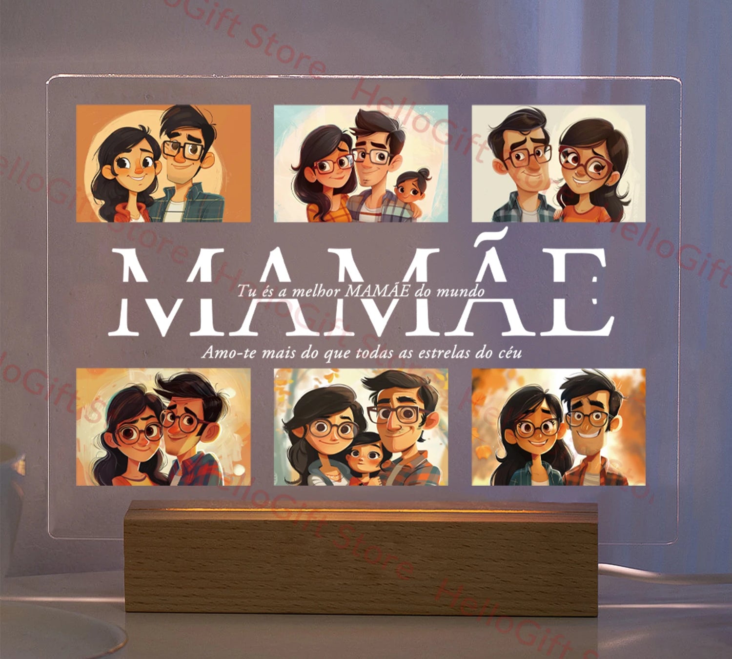 Personalized Custom Photo Text 3D Acrylic Lamp Customized Bedroom NightLight for MOM DAD LOVE Family Birthday Christmas Day Gift