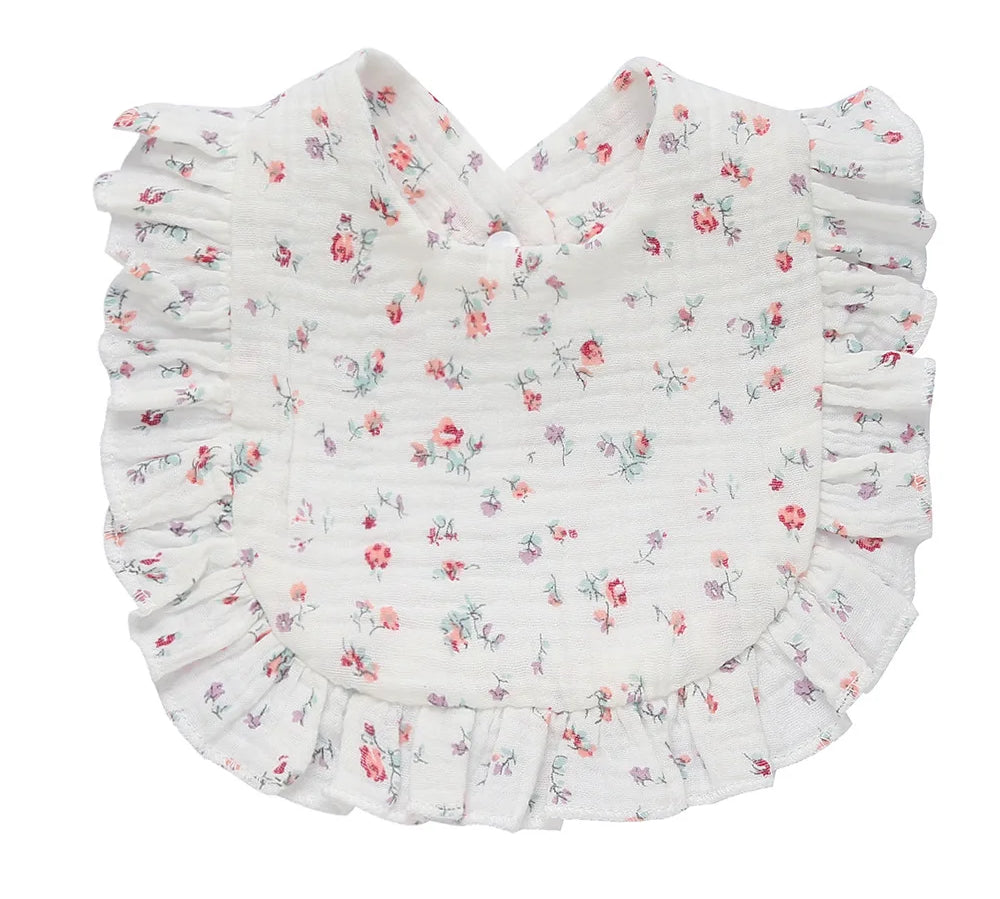 Newborn Bibs Infant Burp Cloths Baby Stuff Feeding Drool Bandana Saliva Towel Toddler Ruffle Floral Bib Baby Accessories