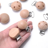 10Pcs Beech Wooden Pacifier Clip Baby Teether Soother Clasp Metal Nursing Accessories Chewable Teething Diy Dummy Clip Chains