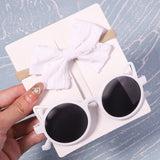 2Pcs/Pack Vintage Kids Summer Bows Headband Round Sunglasses Children Sun Glasses Protection Glasses Baby Hair Accessories