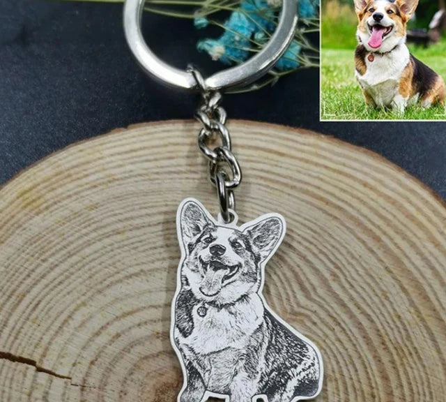 Personalized Pet Photo Necklace Engraved Pets Pendant Gifts Handmade Custom Dog Cat Keychain Memory Jewelry Picture Pendants