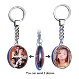 DIY Double Side Photo Custom Keychain Personalized Keyrings Customized Glass Cabochon Family Lovers Baby metal Key chain Gifts