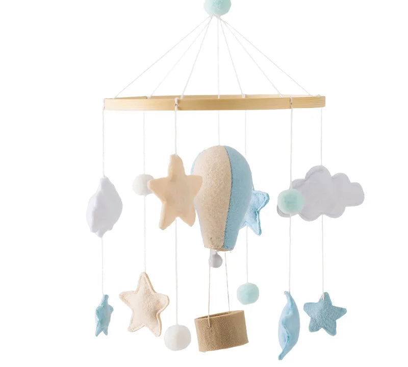 Baby Crib Mobile Wooden Bed Bell Rattle Toy Soft Felt Hot Air Balloon Wind Chime Pendant Newborn Comfort Bed Bell Toys Baby Gift