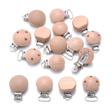 10Pcs Beech Wooden Pacifier Clip Baby Teether Soother Clasp Metal Nursing Accessories Chewable Teething Diy Dummy Clip Chains