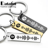 Personalized Spotify Code Keychain Engraved Name Song Music Keyring Scannable Song Key Ring Chain Holder Gift for Couple P040